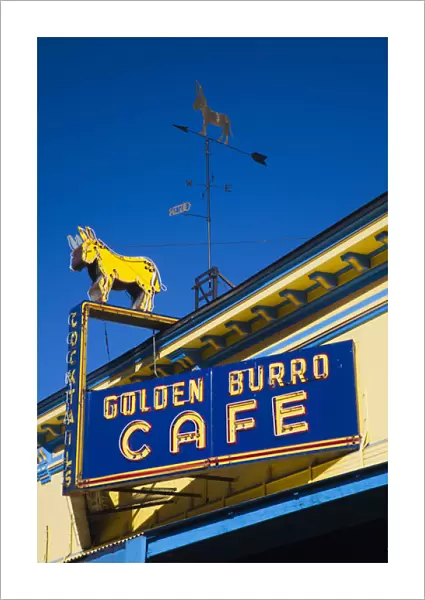 USA, Colorado, Leadville, sign for the Golden Burro cafe