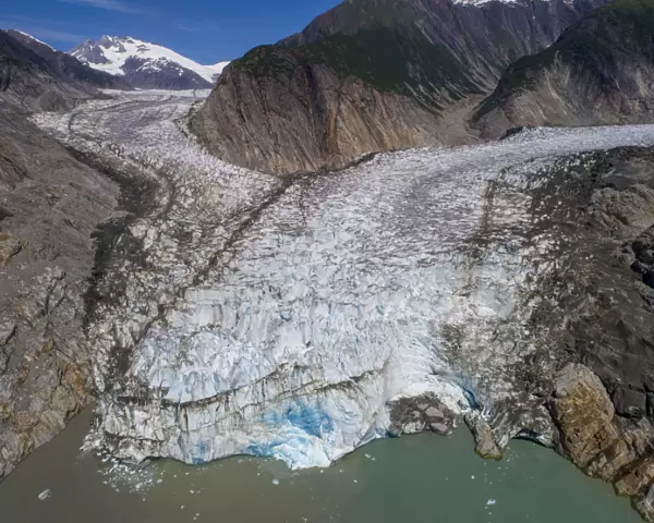 USA, Alaska, Tracy Arm-Fords Terror Wilderness, Aerial view of Sawyer Glacier in Tracy