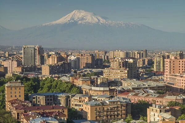 Armenia, Yerevan. The Cascade, the city and Mt. Ararat