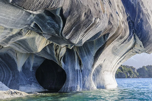 Chile, Aysen, Puerto Rio Tranquilo, Marble Chapel Natural Sanctuary. Limestone (marble) formations