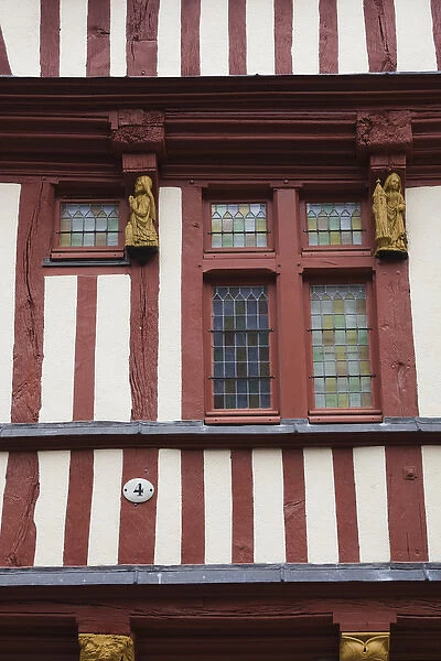 France, Normandy Region, Calvados Department, Bayeux, rue St-Martin street, half-timbered