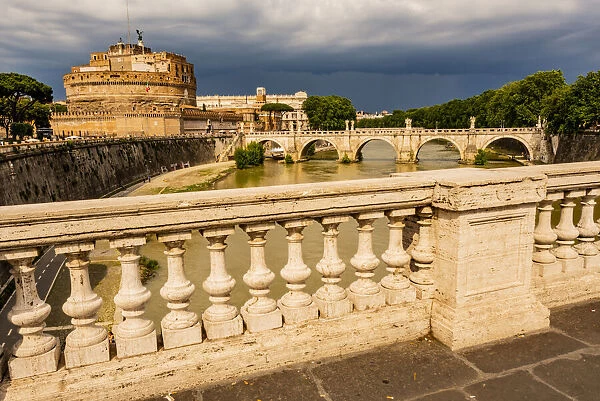 Italy, Rome. Tiber River, Castel Sant Angelo and Ponte Sant
