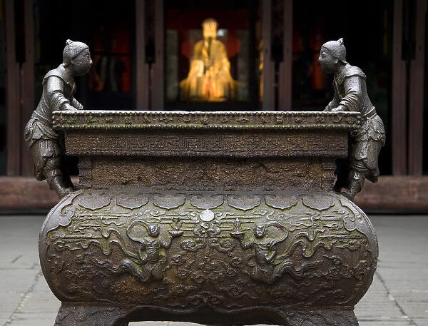 Ornate Iron Pot Liu Bei Statue, Wuhou Memorial, Three Kingdoms, Temple, Chengdu, Sichuan