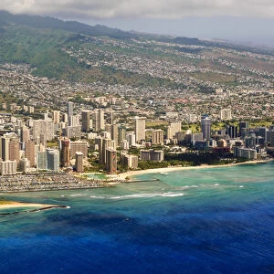 Big Island, Hawaii. Aerial of Honolulu Oahu, Hawaii