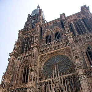 Cathedral in a plaza at Strasbourg, France. france, french, europe, european