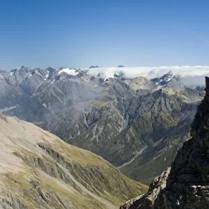 New Zealand, South Island, Arthurs Pass National Park. View from top of Marmaduke Dixon Glacier