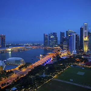 Singapore. Overview of city at twilight