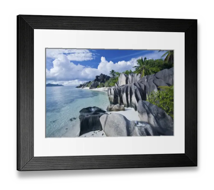 Framed Print : Seychelles, La Digue Island, L Union Estate Plantation, Anse Source D Argent