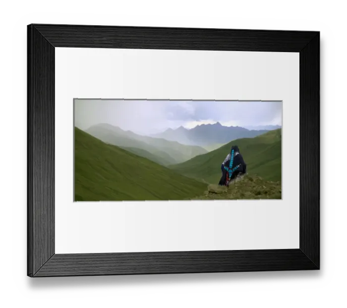 Framed Print : China, Tibet, Tibetan woman with the Himalayas Framed Print : China, Tibet, Tibetan woman with the Himalayas