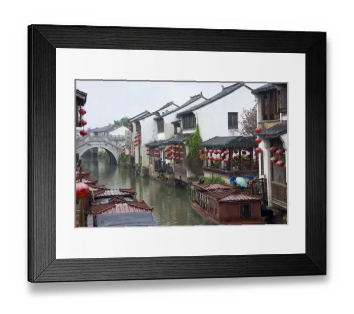 Framed Print : Old houses along the Grand Canal in Shantang street, old town of Suzhou, Jiangsu, China