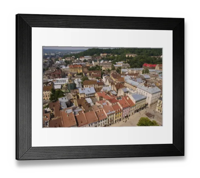 Framed Print : Aerial from above shot from City Hall tower of the beautiful city of Lviv Ukraine