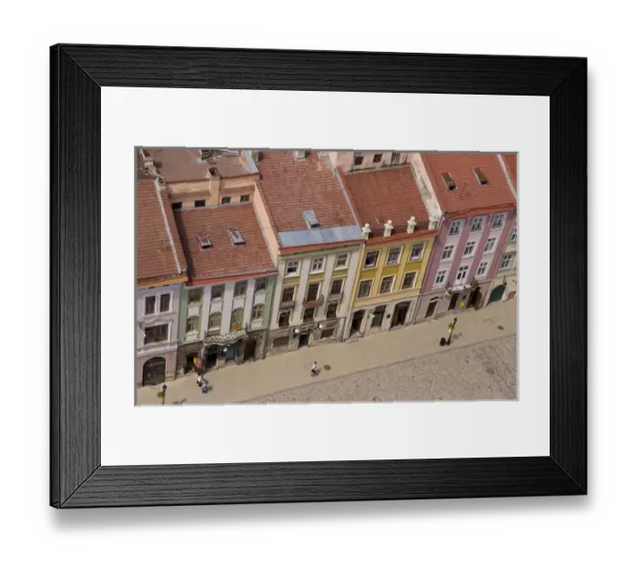 Framed Print : Aerial from above shot from City Hall tower of the beautiful city of Lviv Ukraine Framed Print : Aerial from above shot from City Hall tower of the beautiful city of Lviv Ukraine