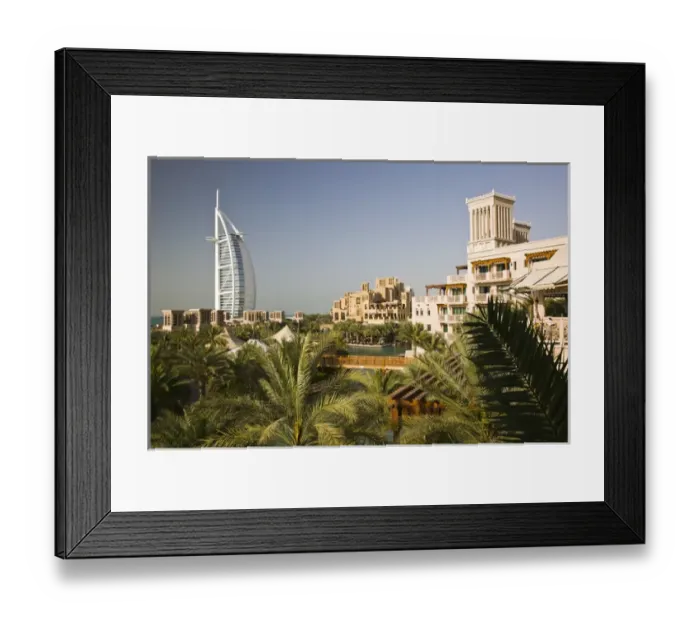 Framed Print : United Arab Emirates, Dubai, Umm Suqeim. Burj al-Arab Hotel from the Madinat Jumeirah Framed Print : United Arab Emirates, Dubai, Umm Suqeim. Burj al-Arab Hotel from the Madinat Jumeirah