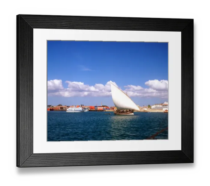 Framed Print : Stone Town Harbor and Dhow Tanzina Framed Print : Stone Town Harbor and Dhow Tanzina