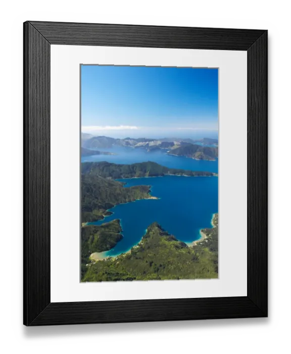 Framed Print : Bay of Many Islands, Queen Charlotte Sound, Marlborough Sounds, South Island, New