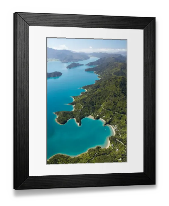 Framed Print : Te Mahia Bay, Kenepuru Sound, Marlborough Sounds, South Island, New Zealand - aerial Framed Print : Te Mahia Bay, Kenepuru Sound, Marlborough Sounds, South Island, New Zealand - aerial