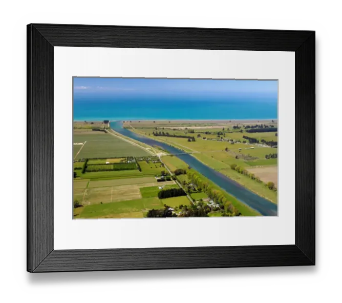 Framed Print : Farmland and Wairau Diversion, Cloudy Bay, Marlborough, South Island, New Zealand Framed Print : Farmland and Wairau Diversion, Cloudy Bay, Marlborough, South Island, New Zealand