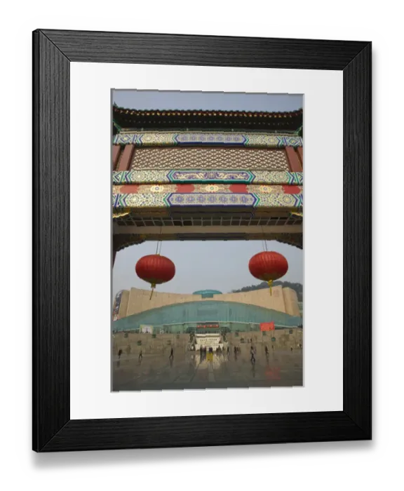 Framed Print : CHINA, Chongqing Province, Chongqing City. The Three Gorges Museum seen through ornate