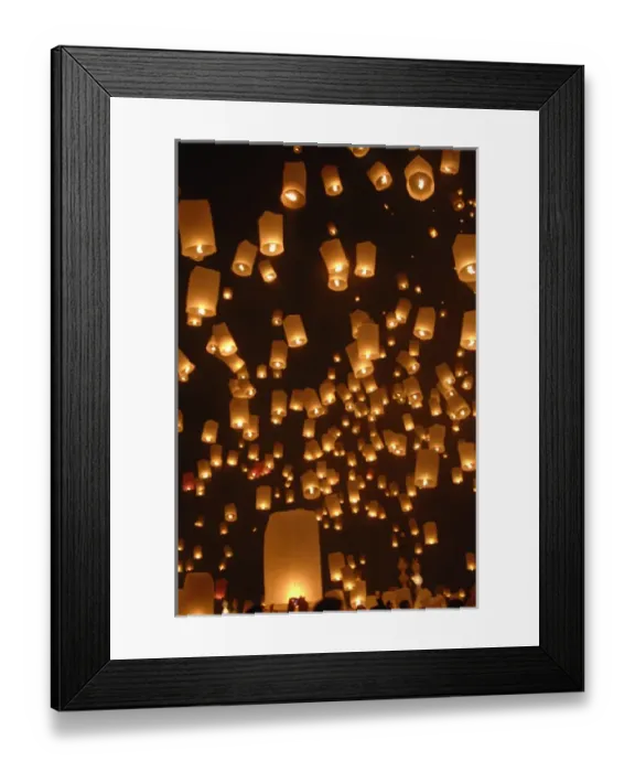 Framed Print : Khom loy lanterns during Loi Krathong festival, at Tudong Kha Satan meditation temple Framed Print : Khom loy lanterns during Loi Krathong festival, at Tudong Kha Satan meditation temple