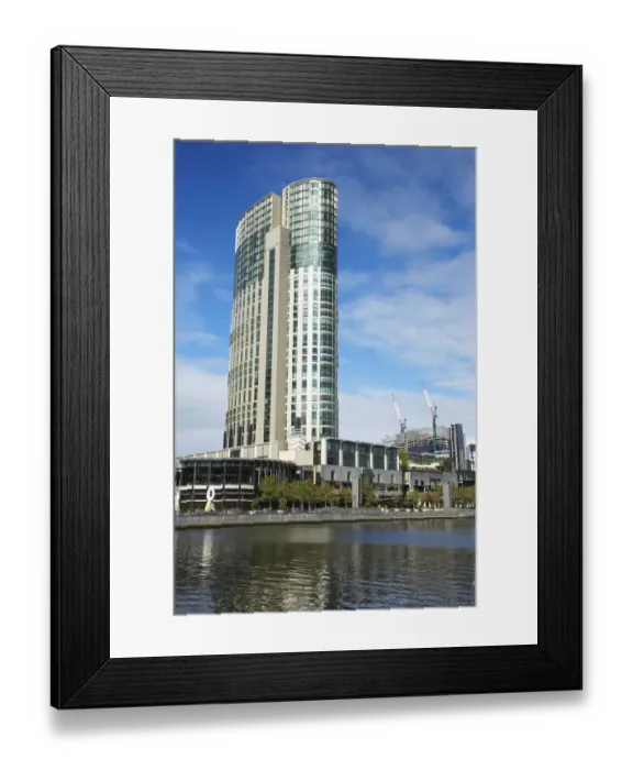 Framed Print : Australia, Victoria, Melbourne, Crown Towers Casino, and Yarra River, Southbank
