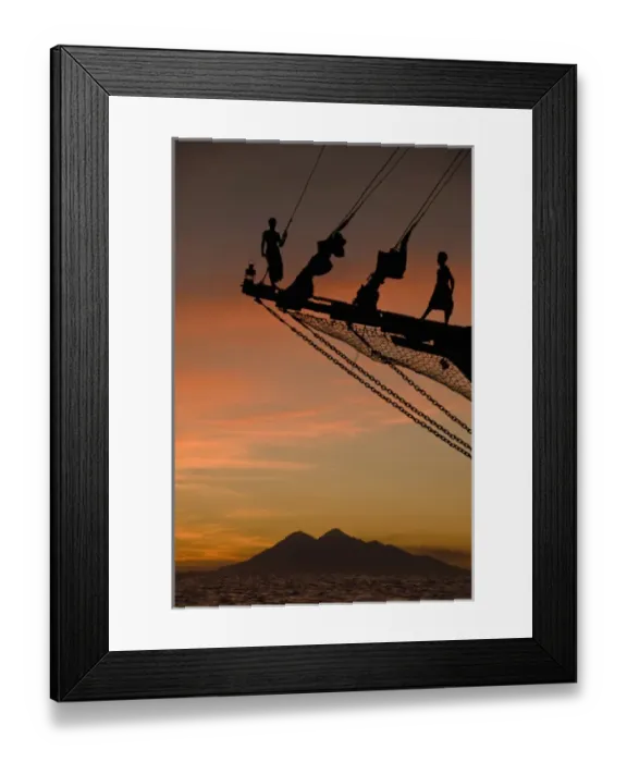 Framed Print : Indian Ocean, Indonesia, Komodo National Park. Sunset view of Silolona, a traditional Framed Print : Indian Ocean, Indonesia, Komodo National Park. Sunset view of Silolona, a traditional