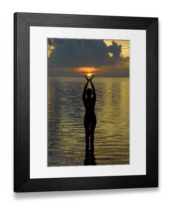 Framed Print : Indonesia, Bali. Woman silhouetted at sunrise on Sanur Beach. Credit as: Jones-Shimlock Framed Print : Indonesia, Bali. Woman silhouetted at sunrise on Sanur Beach. Credit as: Jones-Shimlock