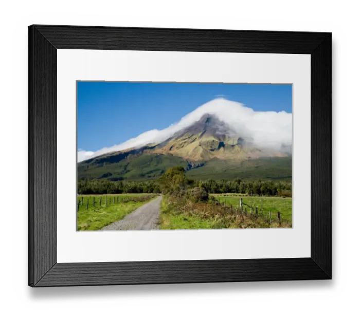 Framed Print : Road and Mt Taranaki / Egmont, Taranaki, North Island, New Zealand Framed Print : Road and Mt Taranaki / Egmont, Taranaki, North Island, New Zealand