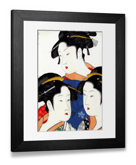 Framed Print : Asia, Japan. Japanese silk art. Female figures on silk. Property release Framed Print : Asia, Japan. Japanese silk art. Female figures on silk. Property release