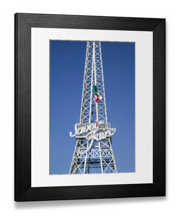 Framed Print : AUSTRALIA, Queensland, Brisbane, Milton. Mock Eiffel Tower of the Savoir Faire Restaurant