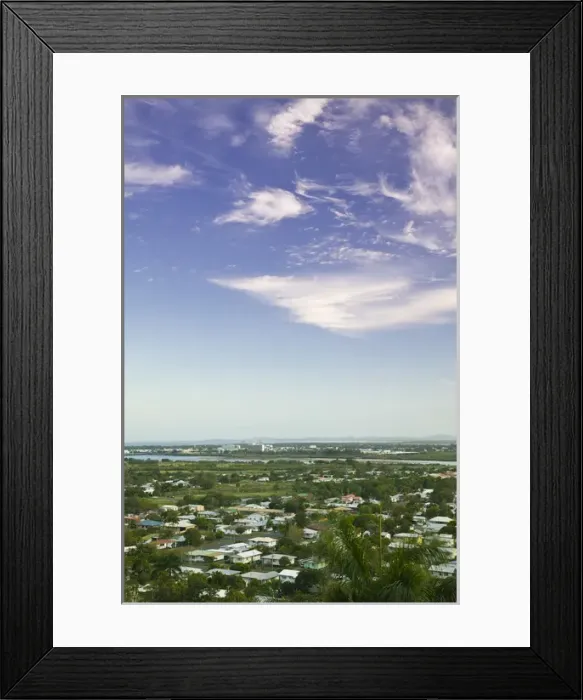Framed Print : AUSTRALIA, Queensland, Capricorn Coast, Emu Park. View of Mt. Pleasant area at dusk