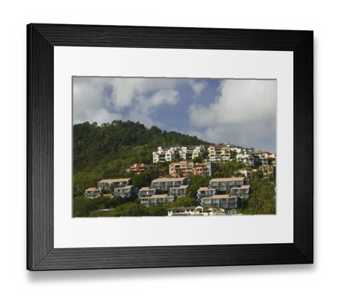Framed Print : AUSTRALIA, Queensland, Whitsunday Coast, Airlie Beach. Airlie Beach Hillside Condos