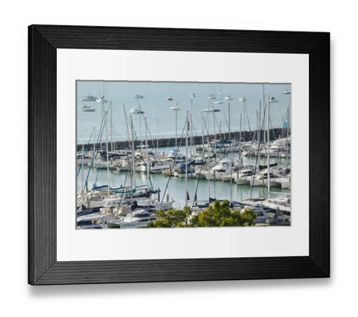 Framed Print : AUSTRALIA, Queensland, Whitsunday Coast, Airlie Beach. Town Marina