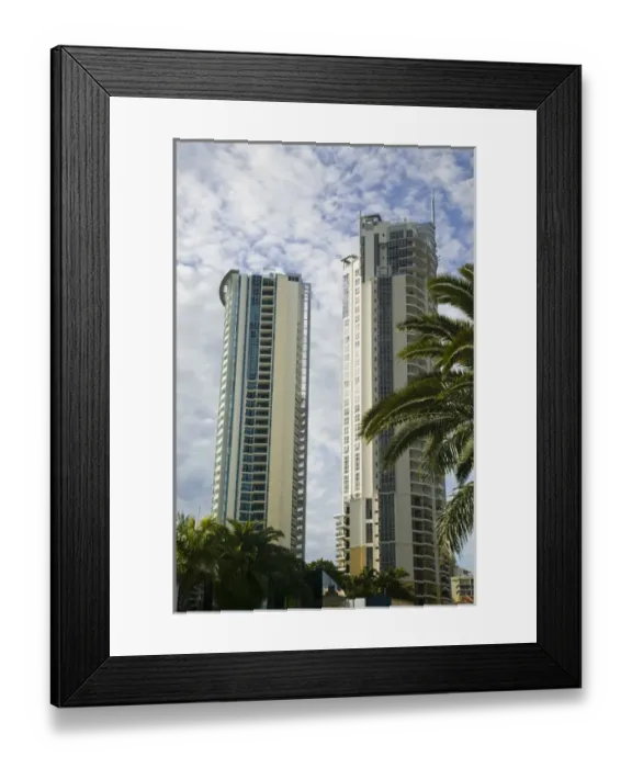 Framed Print : AUSTRALIA, Queensland, Gold Coast, Surfers Paradise. High rise apartment buildings Framed Print : AUSTRALIA, Queensland, Gold Coast, Surfers Paradise. High rise apartment buildings