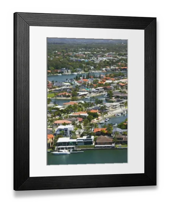 Framed Print : AUSTRALIA, Queensland, Gold Coast, Surfers Paradise. Aerial View of Paradise Framed Print : AUSTRALIA, Queensland, Gold Coast, Surfers Paradise. Aerial View of Paradise