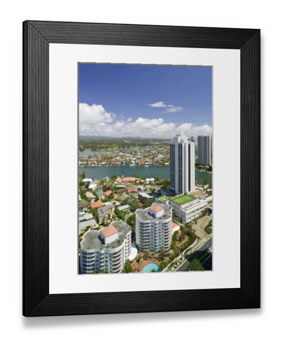 Framed Print : AUSTRALIA, Queensland, Gold Coast, Surfers Paradise. High Overhead View of Surfer s Framed Print : AUSTRALIA, Queensland, Gold Coast, Surfers Paradise. High Overhead View of Surfer s