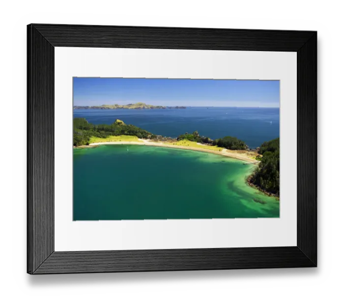 Framed Print : Motuarohia (Roberton) Island, Bay of Islands, Northland - aerial
