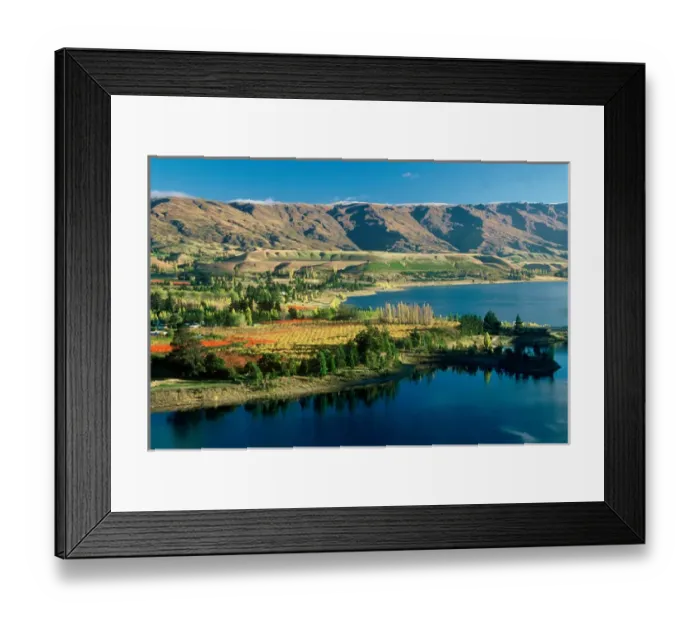 Framed Print : Cromwell, Pisa Range and Lake Dunstan in Autumn, Central Otago Framed Print : Cromwell, Pisa Range and Lake Dunstan in Autumn, Central Otago