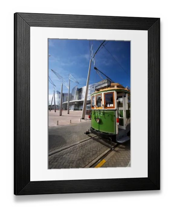 Framed Print : Tram by new Art Gallery, Christchurch, Canterbury, South Island, New Zealand Framed Print : Tram by new Art Gallery, Christchurch, Canterbury, South Island, New Zealand