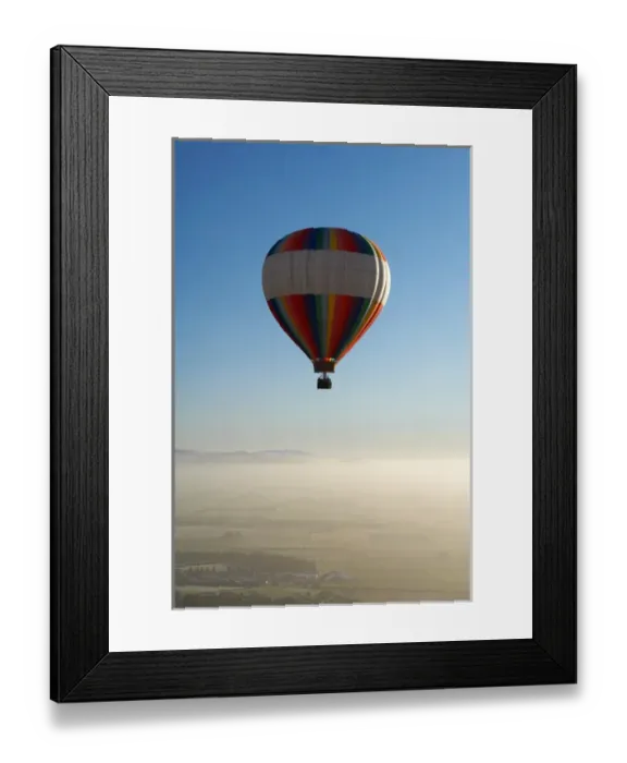 Framed Print : Hot-air Balloon, near Methven, Canterbury Plains, South Island, New Zealand - aerial