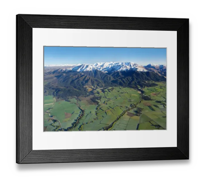 Framed Print : Canterbury Plains and Southern Alps, near Methven, South Island, New Zealand - aerial Framed Print : Canterbury Plains and Southern Alps, near Methven, South Island, New Zealand - aerial