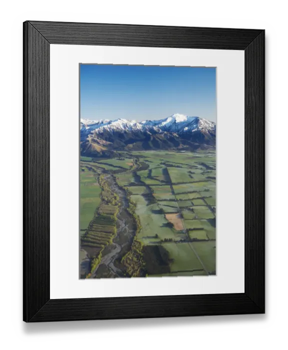 Framed Print : Canterbury Plains and Southern Alps, near Methven, South Island, New Zealand - aerial Framed Print : Canterbury Plains and Southern Alps, near Methven, South Island, New Zealand - aerial