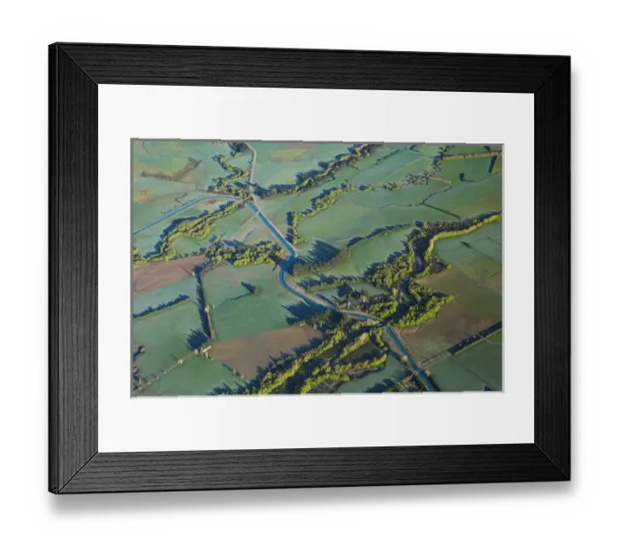 Framed Print : Frosty Farmland near Methven, Canterbury Plains, South Island, New Zealand - aerial
