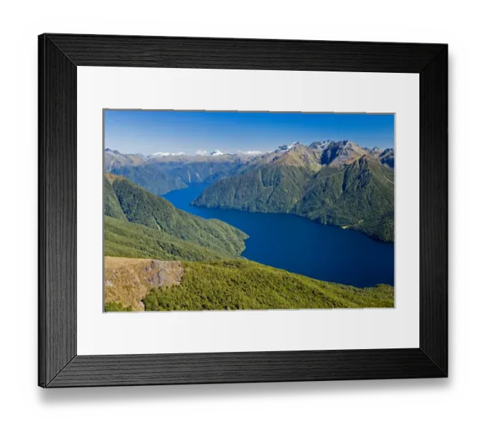 Framed Print : South Fiord, Lake Te Anau, Fiordland National Park, South Island, New Zealand - aerial