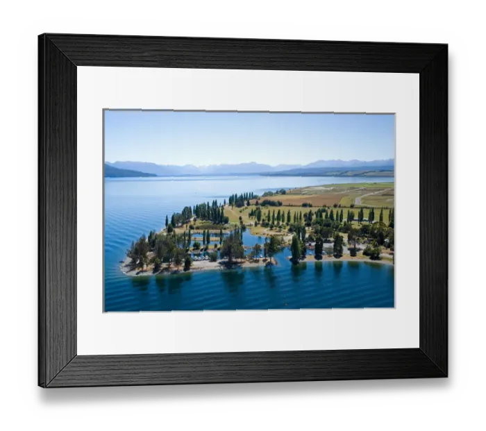 Framed Print : Marina, Lake Te Anau, Fiordland, South Island, New Zealand - aerial Framed Print : Marina, Lake Te Anau, Fiordland, South Island, New Zealand - aerial