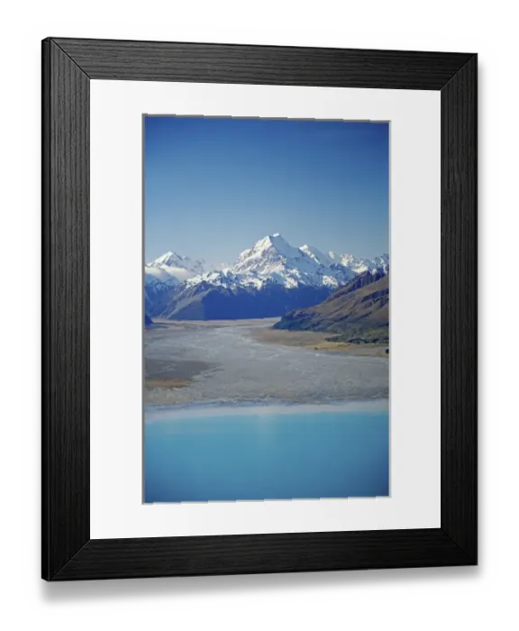 Framed Print : Aoraki / Mt Cook, Lake Pukaki and Tasman River, South Canterbury, South Island, New Framed Print : Aoraki / Mt Cook, Lake Pukaki and Tasman River, South Canterbury, South Island, New