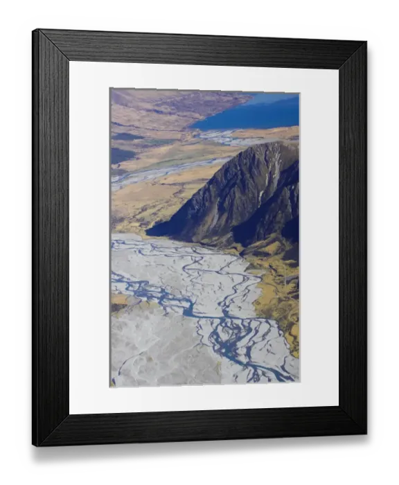 Framed Print : Hopkins River and Ram Hill, near Lake Ohau, South Island, New Zealand - aerial Framed Print : Hopkins River and Ram Hill, near Lake Ohau, South Island, New Zealand - aerial