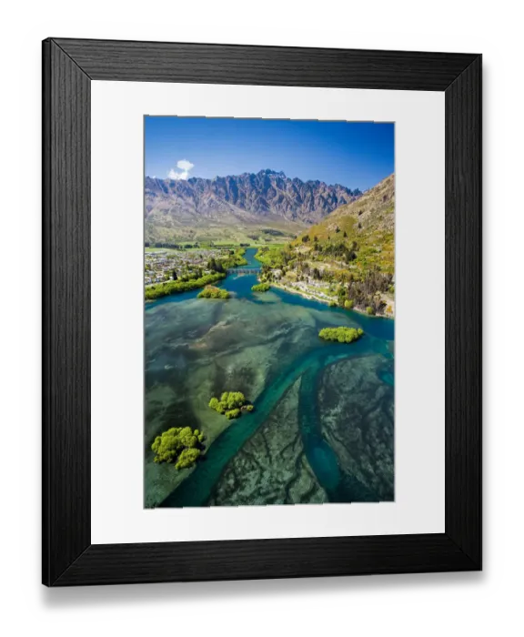 Framed Print : Lake Wakatipu, Kawarau River, and The Remarkables, Queenstown, South Island, New