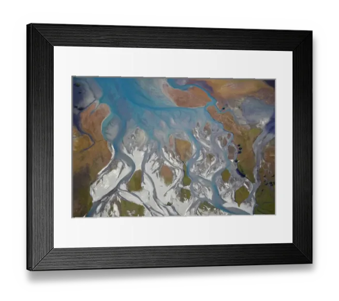Framed Print : Hunter River and Lake Hawea, South Island, New Zealand - aerial Framed Print : Hunter River and Lake Hawea, South Island, New Zealand - aerial