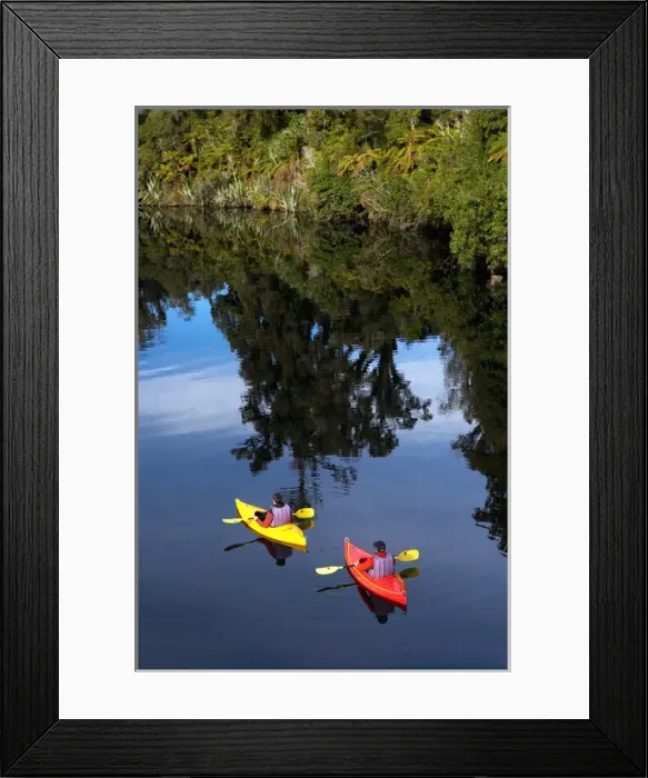 Framed Print : Kayaks, Moeraki River by Lake Moeraki, West Coast, South Island, New Zealand Framed Print : Kayaks, Moeraki River by Lake Moeraki, West Coast, South Island, New Zealand