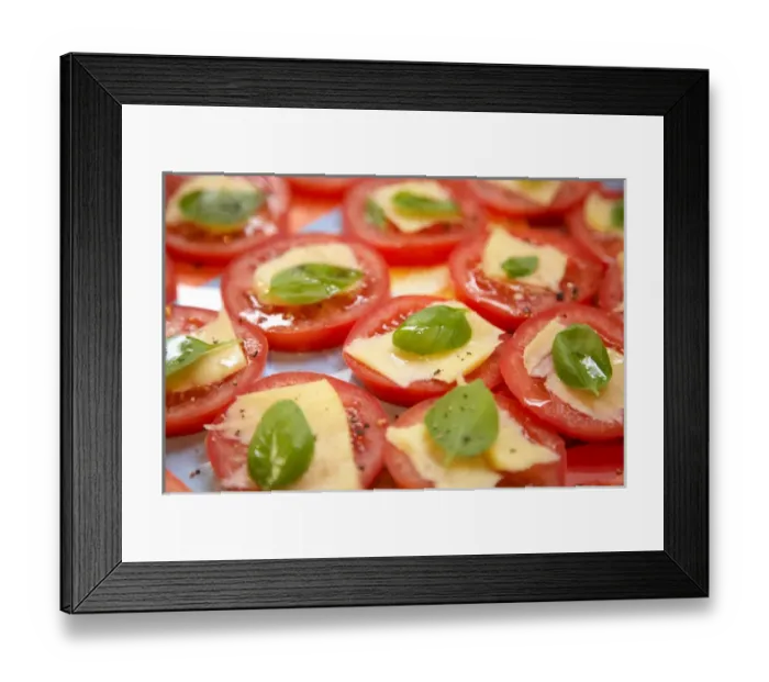 Framed Print : Basil, Cheese and Tomato Snacks Framed Print : Basil, Cheese and Tomato Snacks